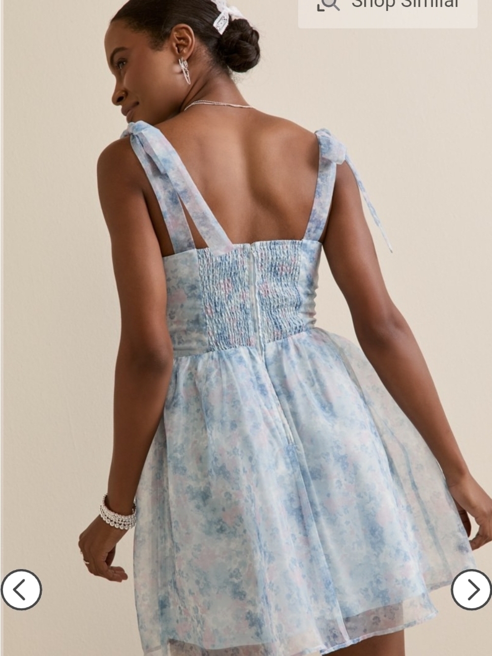 Francesca's Collections Jackie Corset Blue & Pale Pink Floral Tie-Shoulder Dress - Picture 2 of 4